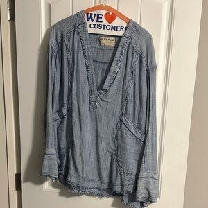 We The Free Blue and White Striped Blouse.  Size Small.